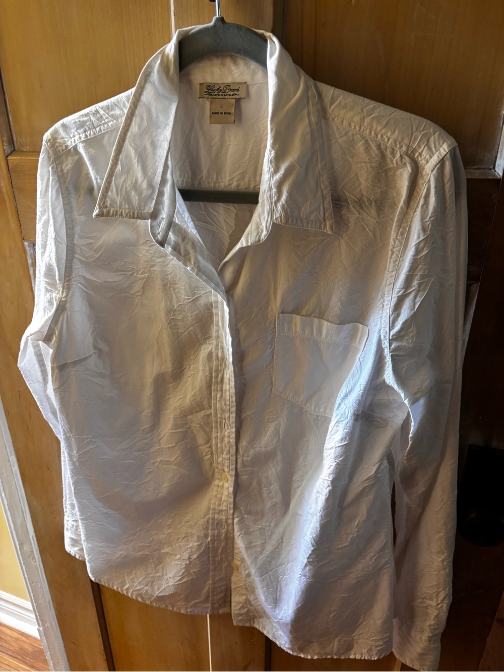 Lucky Brand White Crinkly fabric style Button-Down Shirt